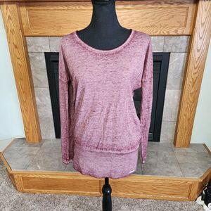 Bench Long Sleeve Banded Bottom Slit Back Top NWT